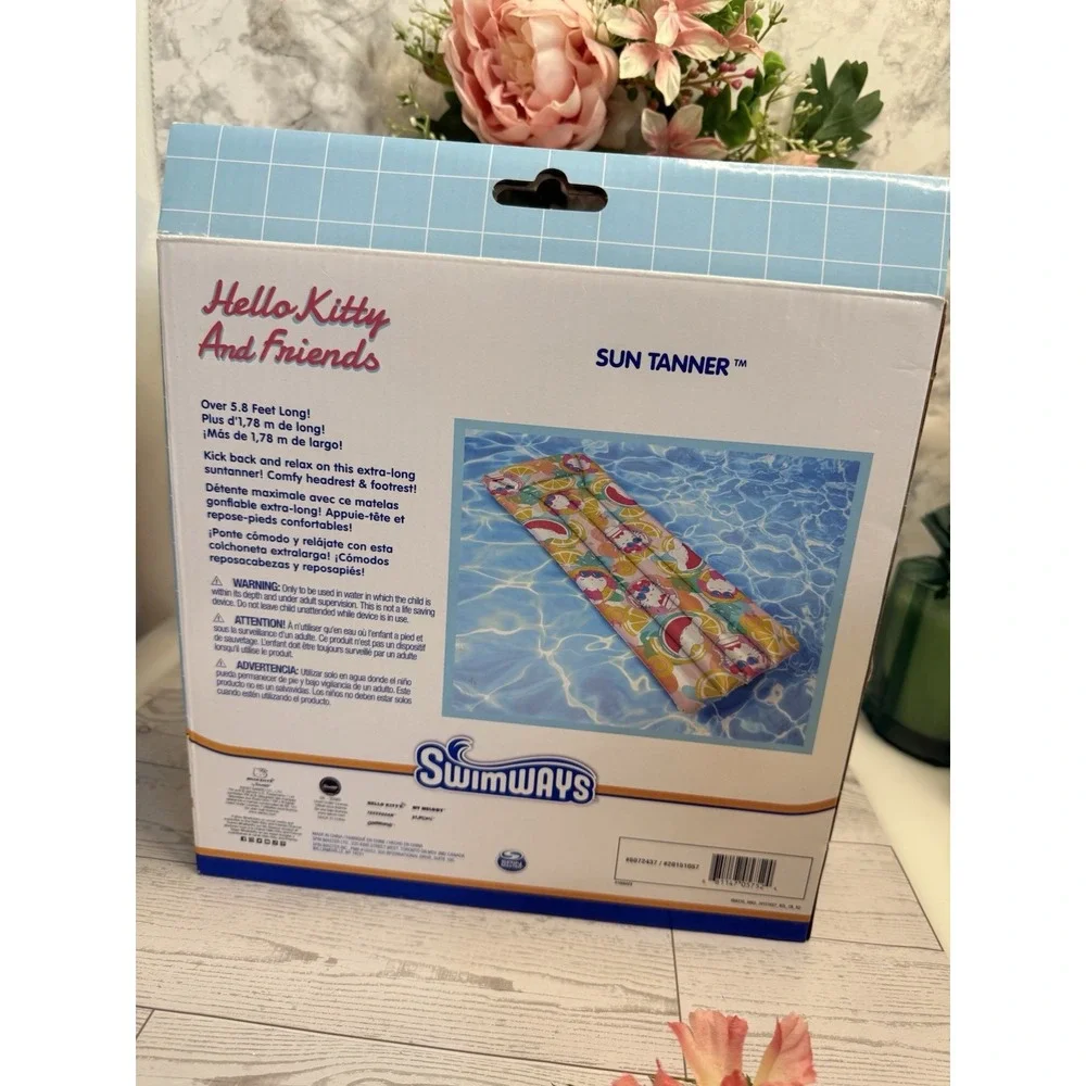 Hello Kitty & Friends Pool Floats Raft Swimways SunTanner Swim 5.8ft Long NIB